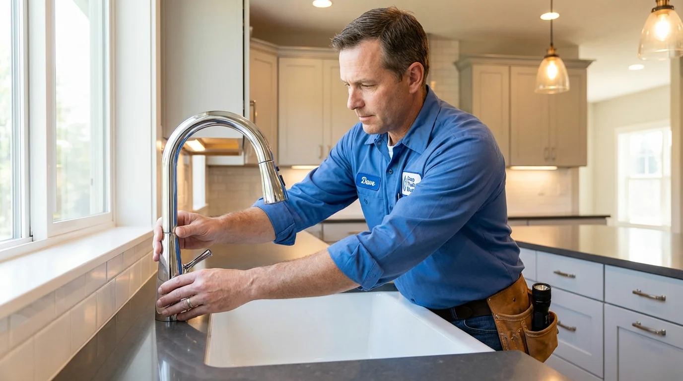 Kitchen faucet installation by Johns Plumbing LLC in Delaware City