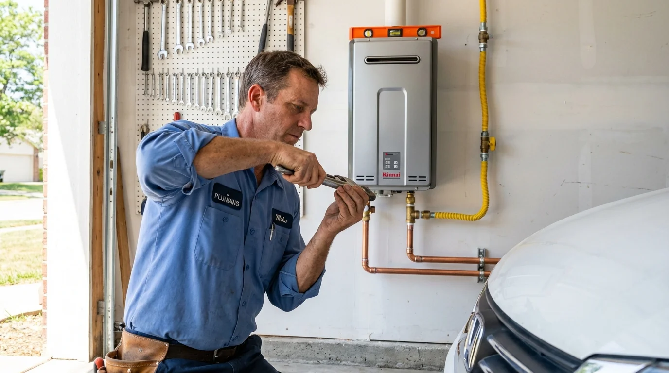 Tankless water heater installation by a Johns Plumbing LLC plumber in Delaware City